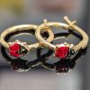 Gorgeous 9ct Yellow Gold Ladybug Hoop Earrings - LG11747 - Image 2