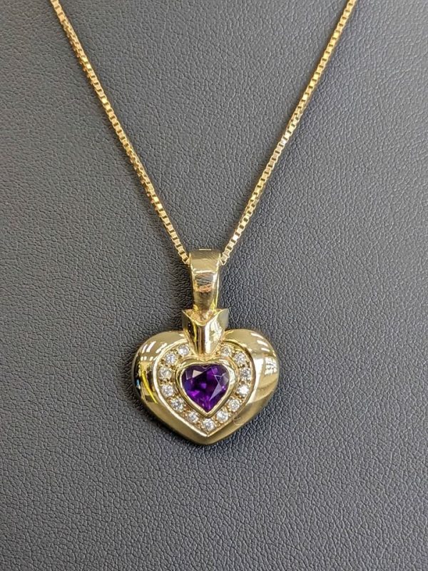 9ct Gold Diamond & Amethyst Enhancer Pendant - LG6050 - Image 2