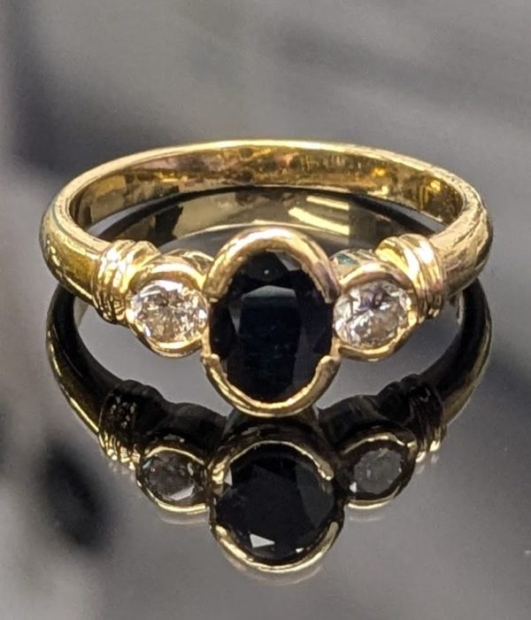 18ct Yellow Gold Sapphire & Diamond Dress Ring - LG21966 - Image 6