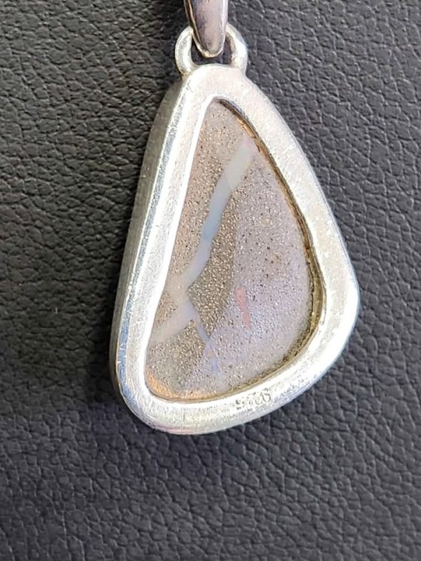 Queensland Boulder Opal Pendant With Highlights of Red on Silver Necklace - HL21863 - Image 7
