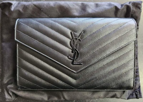 Saint Laurent Classic Cassandre Chain Wallet (Black) - HL22086 - Image 13