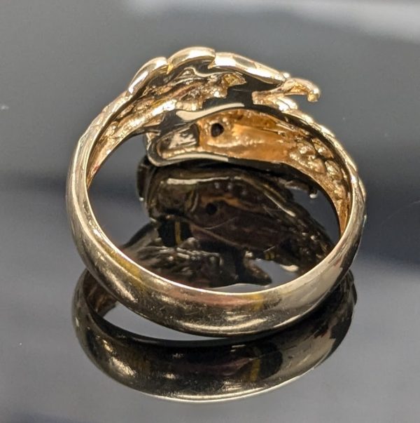 9ct Yellow Gold Diamond & Sapphire Dragon Ring - LG22368 - Image 10