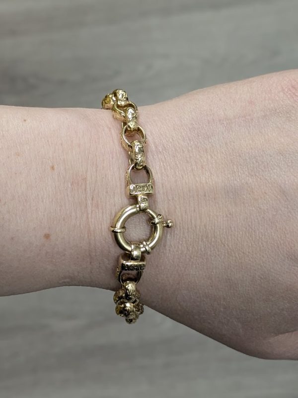 9ct Yellow Gold Patterned Belcher Bracelet - LG22342 - Image 20