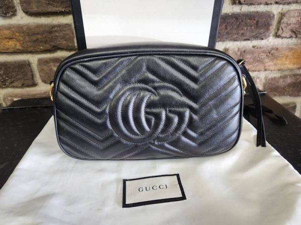 Gucci GG Marmont Small Matelassé Black Leather Shoulder Bag - HL22085 - Image 3