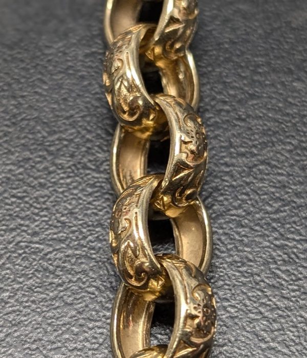 9ct Yellow Gold Patterned Belcher Bracelet - LG22342 - Image 17