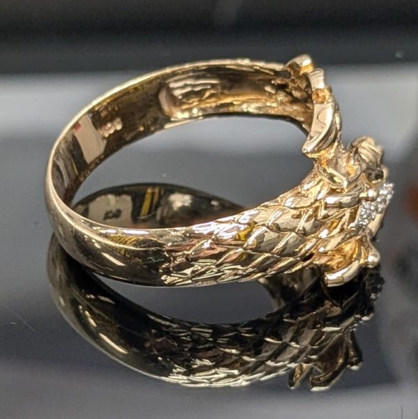 9ct Yellow Gold Diamond & Sapphire Dragon Ring - LG22368 - Image 3