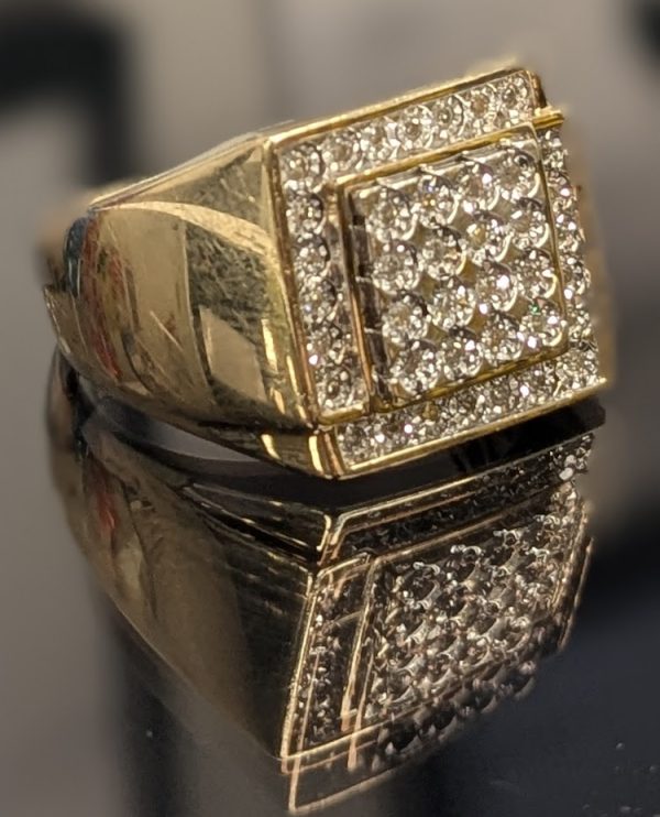 Mens 9ct Yellow Gold Diamond Dress Ring - LG22956 - Image 8
