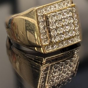 Mens 9ct Yellow Gold Diamond Dress Ring - LG22956