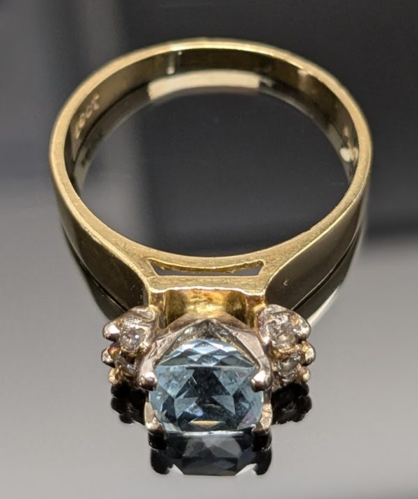 Vintage 18ct Gold Diamond & Blue Stone Ring - LG22471 - Image 3