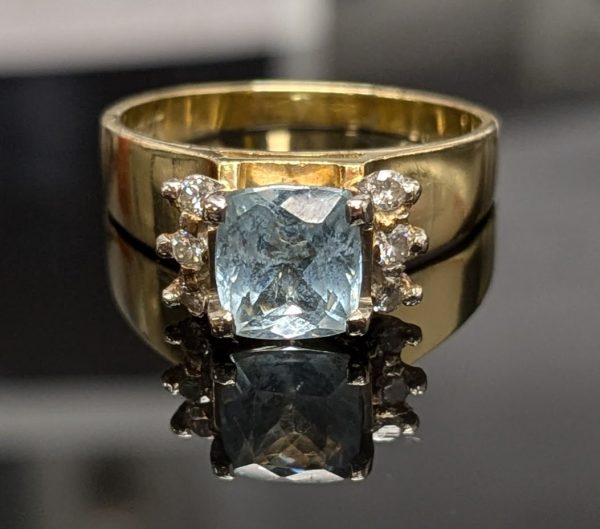 Vintage 18ct Gold Diamond & Blue Stone Ring - LG22471 - Image 9
