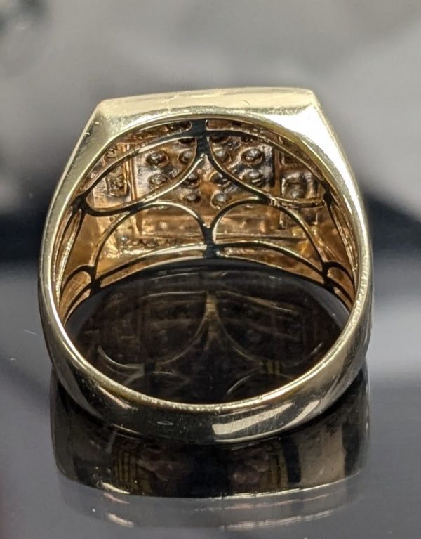 Mens 9ct Yellow Gold Diamond Dress Ring - LG22956 - Image 12