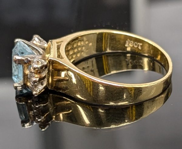 Vintage 18ct Gold Diamond & Blue Stone Ring - LG22471 - Image 12