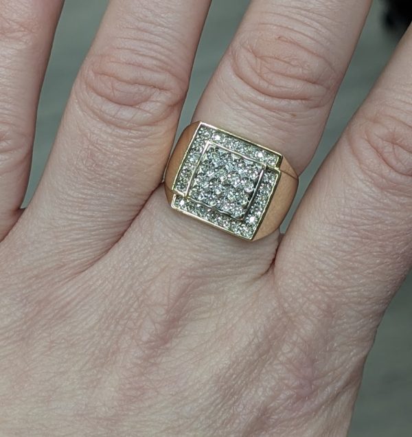 Mens 9ct Yellow Gold Diamond Dress Ring - LG22956 - Image 14