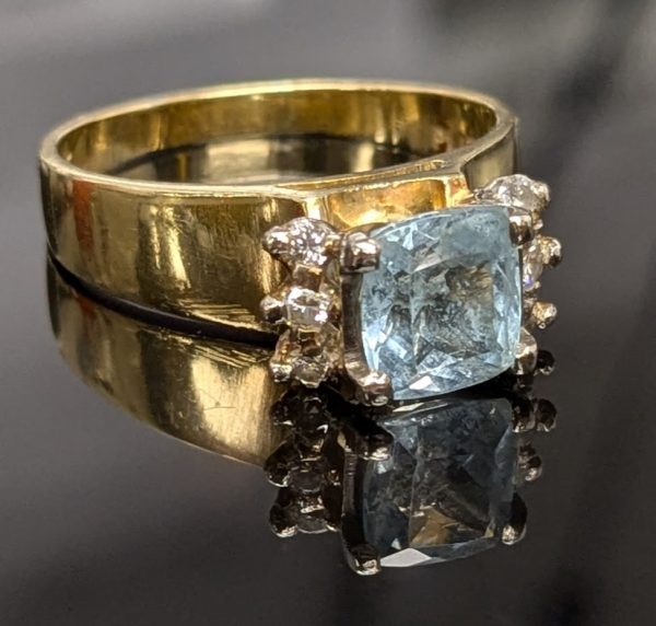 Vintage 18ct Gold Diamond & Blue Stone Ring - LG22471 - Image 2