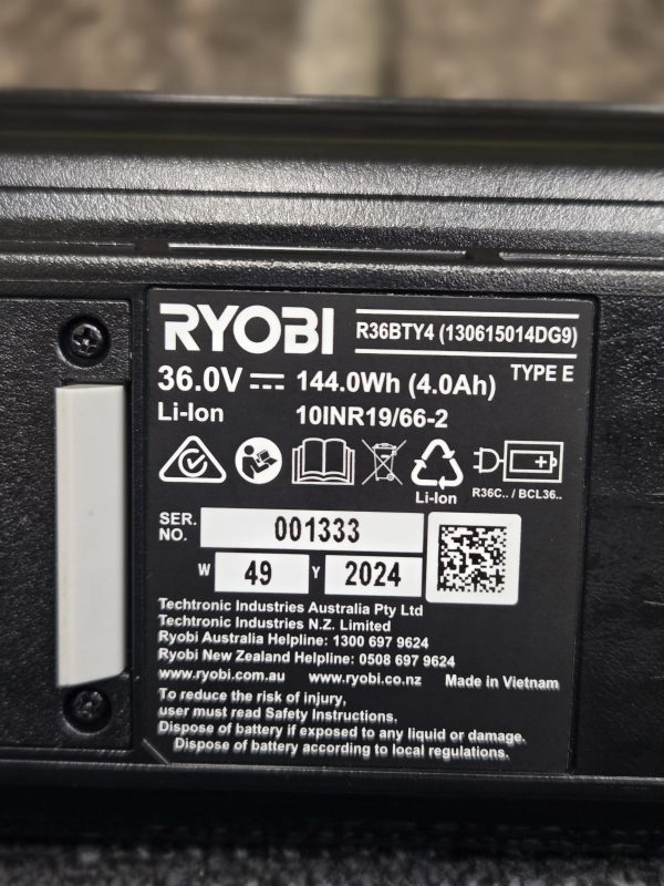 RYOBI 36V 4AH BATTERY - LG24222 - Image 4