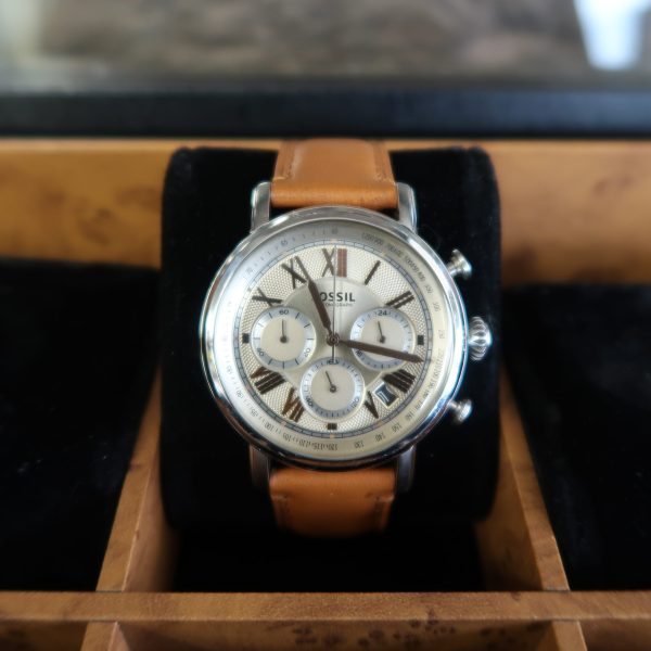 FOSSIL CHRONOGRAPH MEN'S WATCH WITH BROWN LEATHER BAND HL4786 - Image 4
