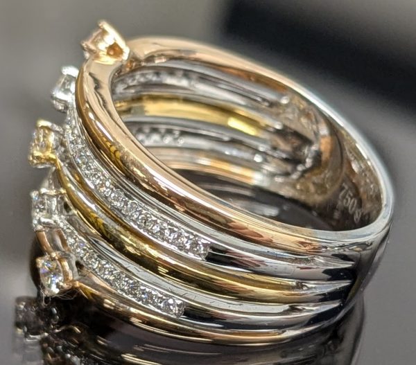 18ct 3 Tone Diamond Statement Ring w/ Valuation- LG3914 - Image 14