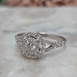 Ladies 9ct White Gold Diamond Halo Ring (2.8gm) - HL24545