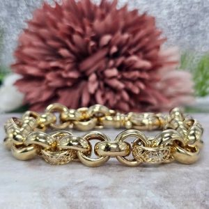 Ladies 9ct Yellow Gold Belcher Bracelet (40.3gms) - HL24510