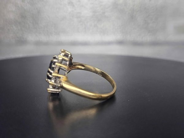 9ct Yellow Gold Ladies Ring with Diamonds and Blue Stone - HL23517 - Image 5