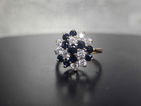 9ct Yellow Gold Ladies Fancy Clear and Blue Stone Ring - HL21255 - Image 7