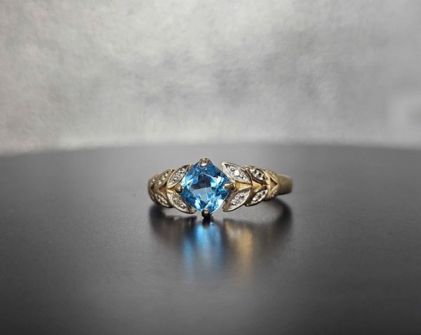 Ladies 9ct Yellow Gold Blue Stone Ring - HL20674 - Image 2