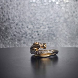 Ladies 9ct Yellow Gold Dragon Illusion Set Diamond Ring - HL20426