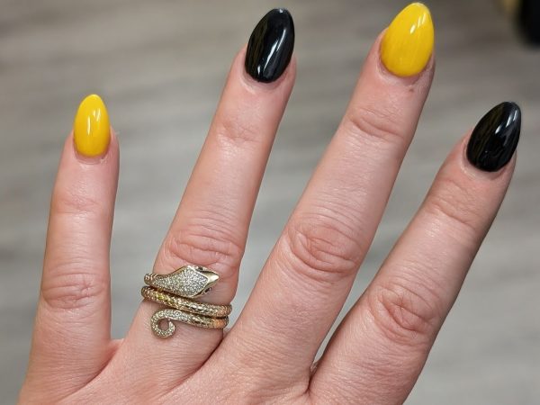 Unisex 9ct Yellow Gold Diamond Snake Ring - LG24236 - Image 17