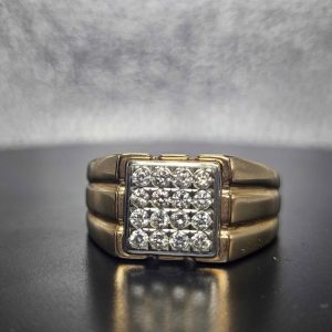 Men's 9ct Yellow Gold Diamond Fancy Band Ring - HL20827