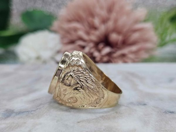 Men's 9ct Yellow Gold Lion Ring (10gms) - HL24426 - Image 3