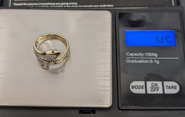 Unisex 9ct Yellow Gold Diamond Snake Ring - LG24236 - Image 20