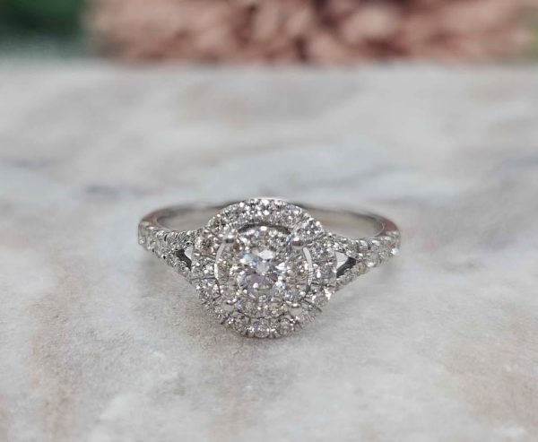 Ladies 9ct White Gold Diamond Halo Ring (2.8gm) - HL24545 - Image 7