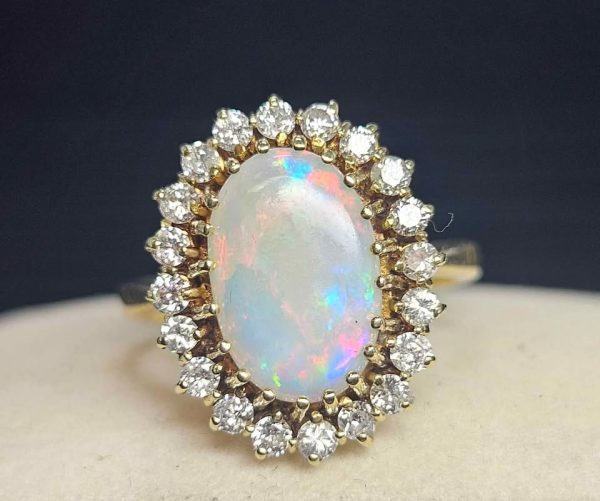 Valuated Ladies 14ct Yellow Gold Cabochon Opal and Diamond Ring - HL19310 - Image 147