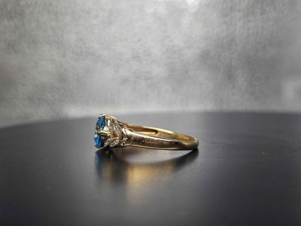 Ladies 9ct Yellow Gold Blue Stone Ring - HL20674 - Image 8