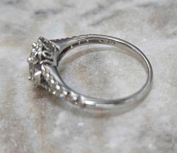 Ladies 9ct White Gold Diamond Halo Ring (2.8gm) - HL24545 - Image 9