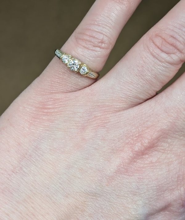14ct Yellow Gold Diamond Trilogy Engagement Ring - LG25052 - Image 12