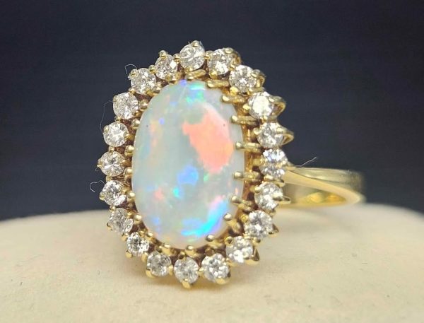Valuated Ladies 14ct Yellow Gold Cabochon Opal and Diamond Ring - HL19310 - Image 81