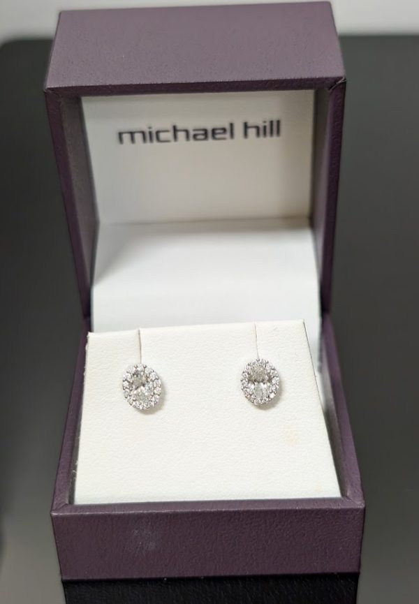 Laboratory-Grown Diamond Oval Halo Stud Earrings Set in 10ct White Gold - LG20932 - Image 10