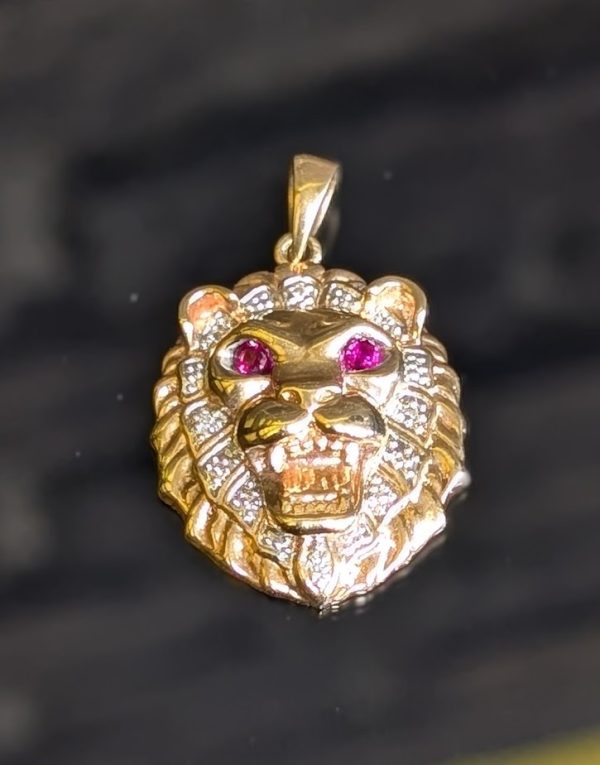 Unisex 9ct Yellow Gold Lion Head Pendant - LG25283 - Image 8