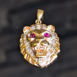 Unisex 9ct Yellow Gold Lion Head Pendant - LG25283