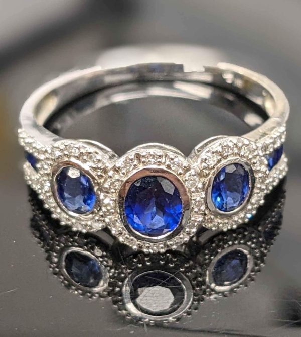 9ct White Gold Dress Ring Diamonds & Created Sapphires (with Valuation) - LG6981 - Image 17