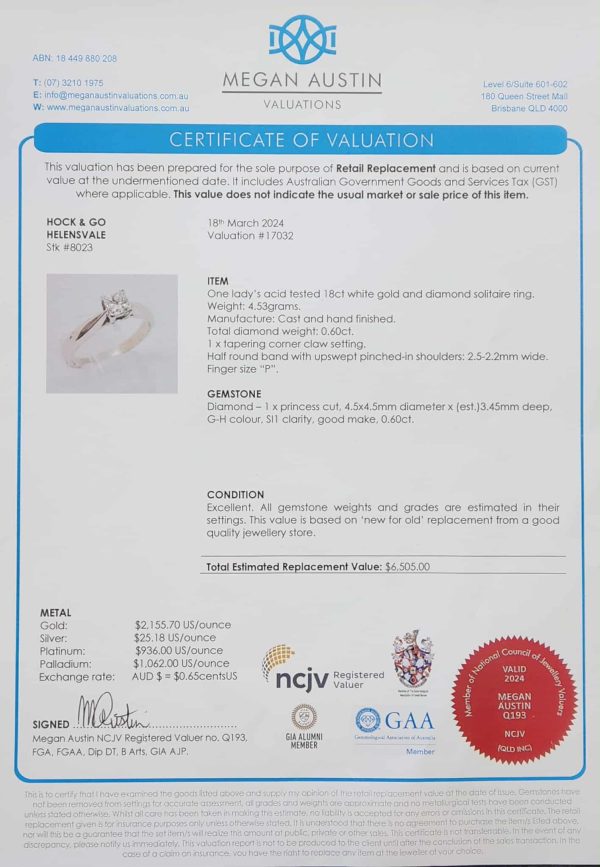 Ladies 18ct White Gold Diamond Solitaire Ring (4.53gms) - HL8023 - Image 5