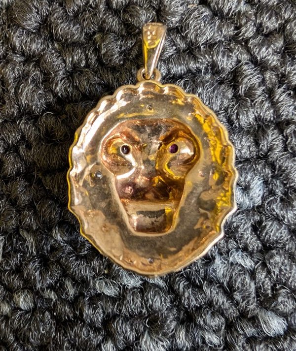 Unisex 9ct Yellow Gold Lion Head Pendant - LG25283 - Image 13