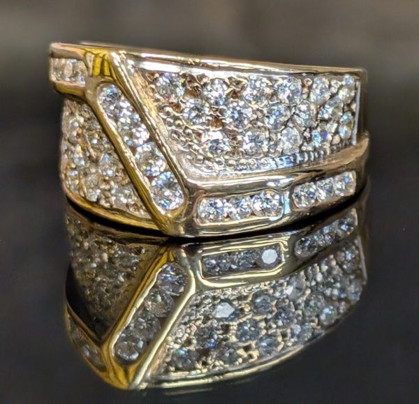 Unisex 18ct Yellow Gold Valuated Diamond Dress Ring - LG2779 - Image 8