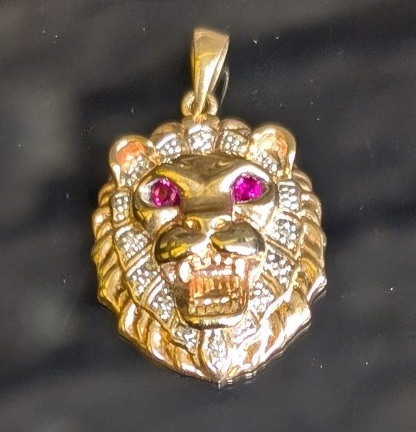 Unisex 9ct Yellow Gold Lion Head Pendant - LG25283 - Image 9