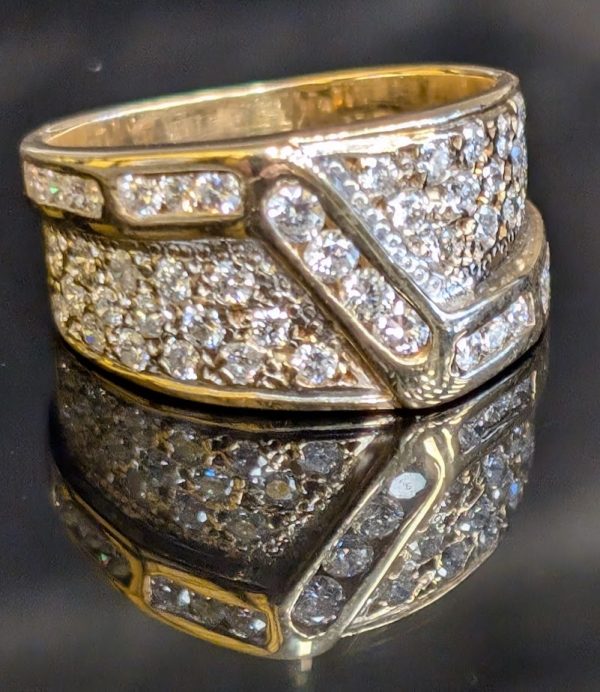 Unisex 18ct Yellow Gold Valuated Diamond Dress Ring - LG2779 - Image 7