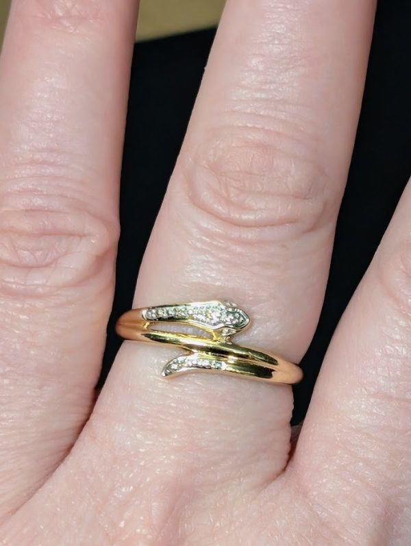 Unisex 9ct Gold Snake Ring - LG25063 - Image 8