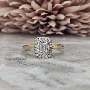 Valuated Ladies 14ct Yellow and White Diamond Double Halo Ring (3.11gms) - HL3966