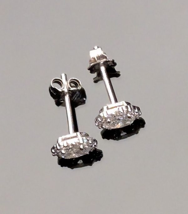 Laboratory-Grown Diamond Oval Halo Stud Earrings Set in 10ct White Gold - LG20932 - Image 3