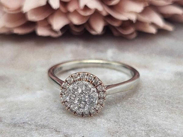 Ladies 10ct White Gold Diamond Double Halo Ring (2.9gms) - HL14264